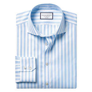 Charles Tyrwhitt Cutaway Collar Non-Iron Twill Wide Stripe Shirt